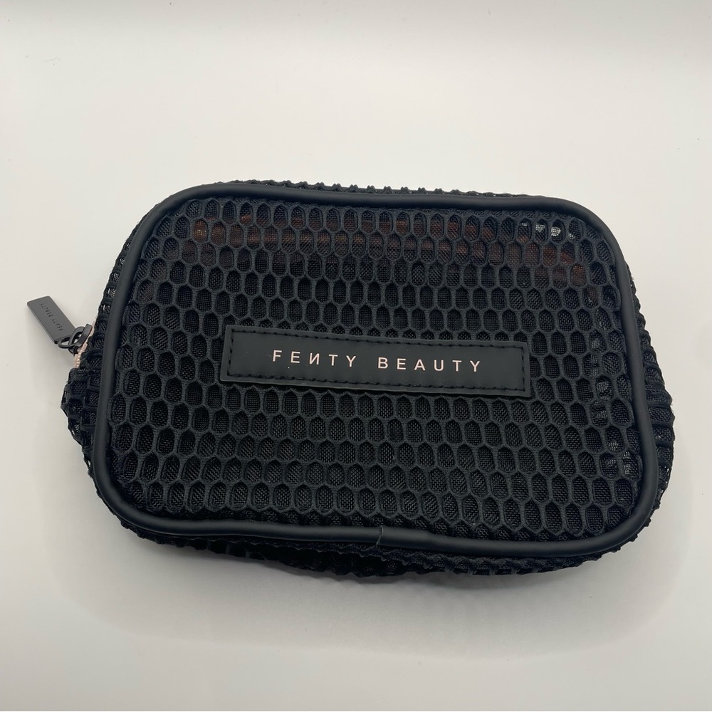 Fenty Beauty Black Mesh Makeup Bag with Pink Zipper - Picture 1 of 7
